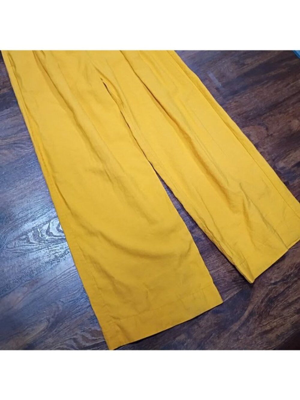 Caos ID Brasil Size L Yellow Wide-Leg High-Paperbag Long Lagenlook Gauzy Artsey - Picture 10 of 14